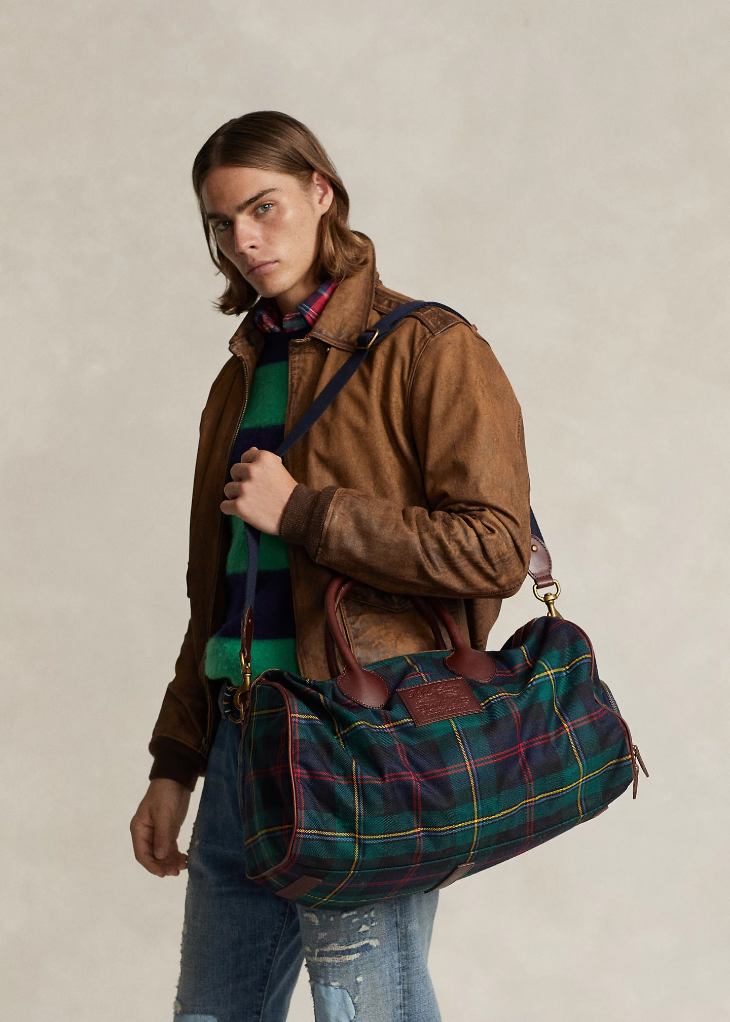 stylish handbagsHeritage Plaid Wool & Leather Duffel-,$68.69-4