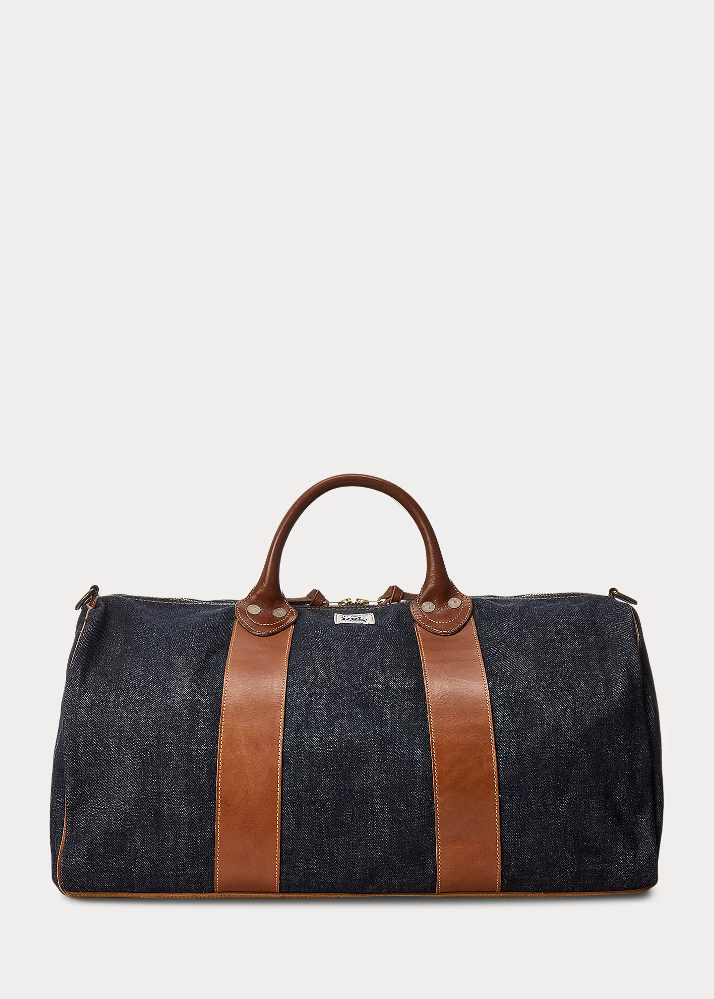 stylish handbagsLeather-Trim Denim Duffel-,$58.39