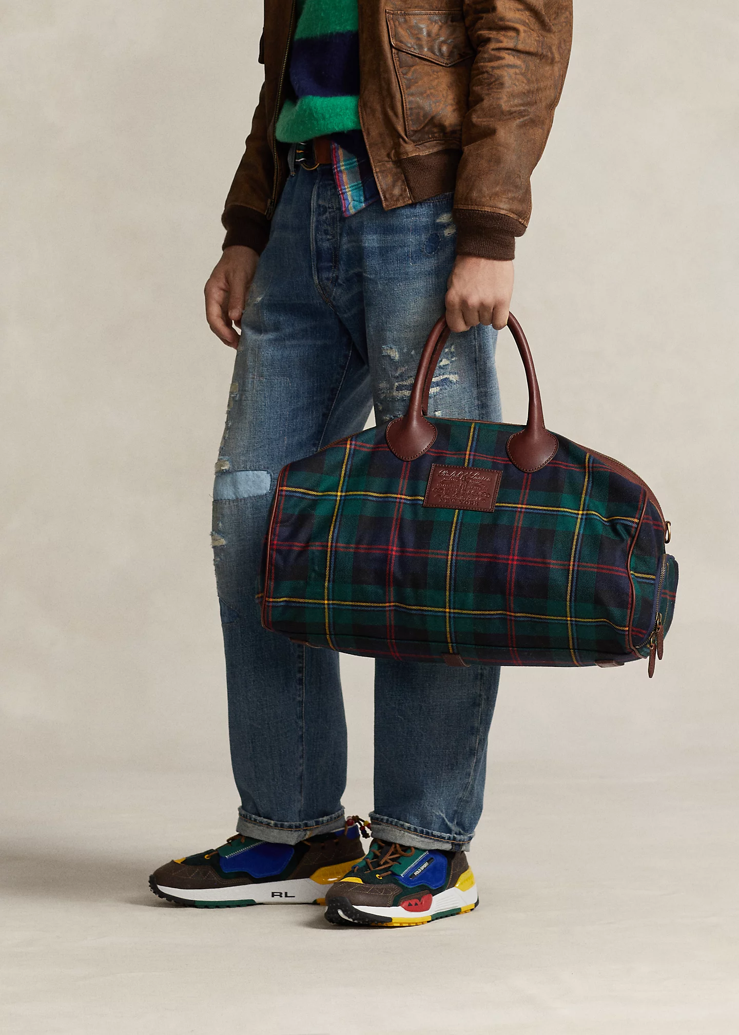 stylish handbagsHeritage Plaid Wool & Leather Duffel-,$68.69-5